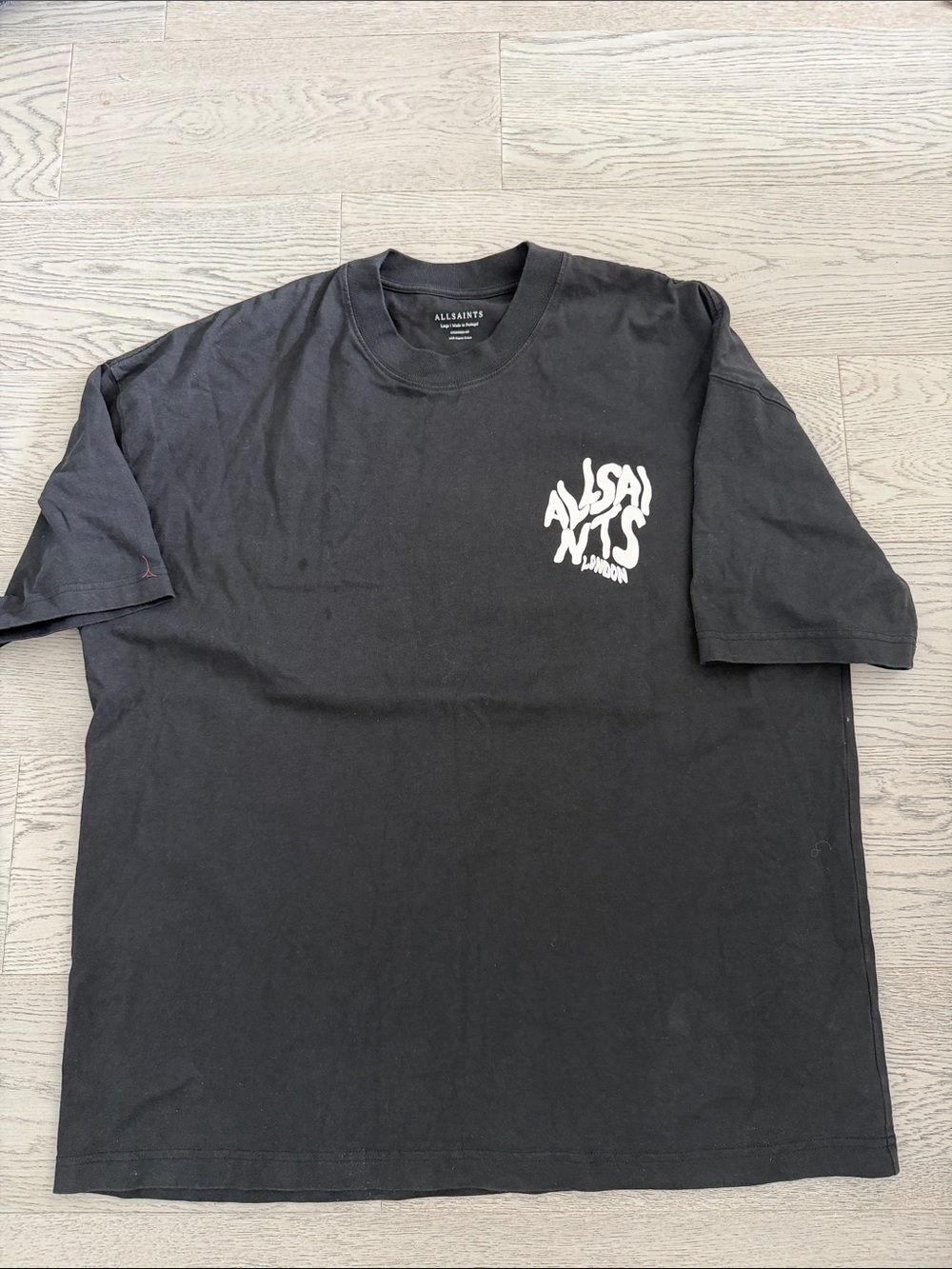 AllSaints Black Tee with White Chest Graphic
